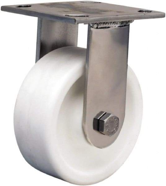 Hamilton - 5" Diam x 2" Wide x 6-1/2" OAH Top Plate Mount Rigid Caster - Polyolefin, 650 Lb Capacity, Delrin Bearing, 3-3/4 x 4-1/2" Plate - Exact Tool & Supply