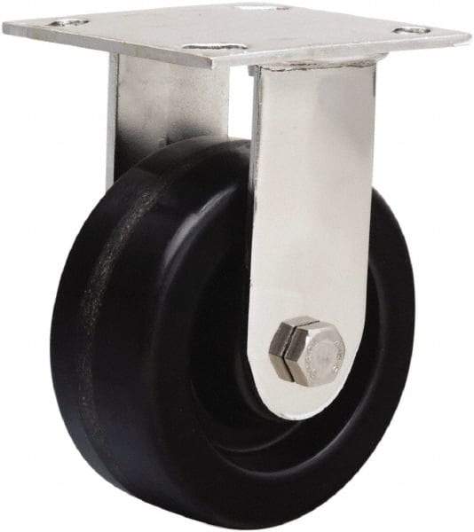 Hamilton - 5" Diam x 2" Wide x 6-1/2" OAH Top Plate Mount Rigid Caster - Phenolic, 800 Lb Capacity, Delrin Bearing, 3-3/4 x 4-1/2" Plate - Exact Tool & Supply
