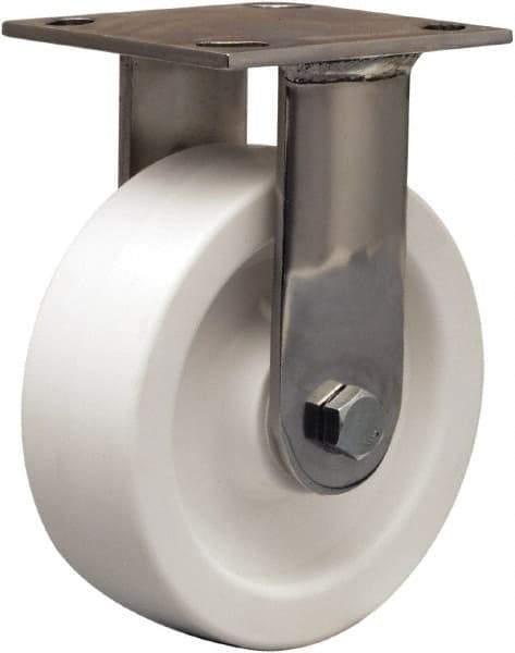 Hamilton - 6" Diam x 2" Wide x 7-1/2" OAH Top Plate Mount Rigid Caster - Polyolefin, 750 Lb Capacity, Delrin Bearing, 4 x 4-1/2" Plate - Exact Tool & Supply