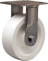 Hamilton - 6" Diam x 2" Wide x 7-1/2" OAH Top Plate Mount Rigid Caster - Polyolefin, 750 Lb Capacity, Delrin Bearing, 4 x 4-1/2" Plate - Exact Tool & Supply