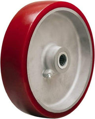 Hamilton - 8 Inch Diameter x 2 Inch Wide, Polyurethane on Aluminum Caster Wheel - 1,550 Lb. Capacity, 2-3/16 Inch Hub Length, 1/2 Inch Axle Diameter, Straight Roller Bearing - Exact Tool & Supply