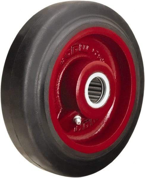 Hamilton - 7 Inch Diameter x 2 Inch Wide, Rubber on Cast Iron Caster Wheel - 450 Lb. Capacity, 2-1/4 Inch Hub Length, 7/8 Inch Axle Diameter, Straight Roller Bearing - Exact Tool & Supply