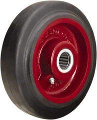 Hamilton - 7 Inch Diameter x 2 Inch Wide, Rubber on Cast Iron Caster Wheel - 450 Lb. Capacity, 2-1/4 Inch Hub Length, 7/8 Inch Axle Diameter, Straight Roller Bearing - Exact Tool & Supply