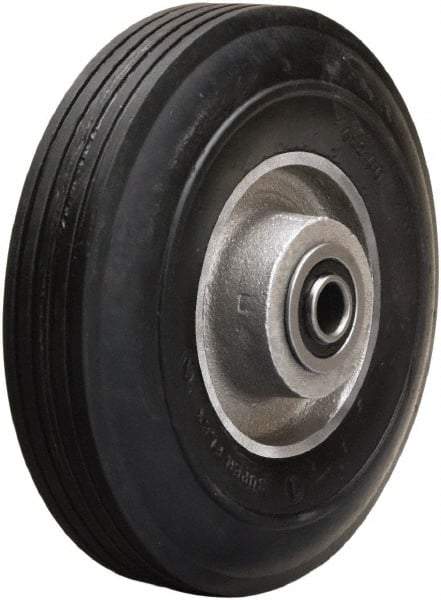 Hamilton - 6 Inch Diameter x 2 Inch Wide, Rubber on Aluminum Caster Wheel - 300 Lb. Capacity, 2-1/4 Inch Hub Length, 1/2 Inch Axle Diameter, Precision Ball Bearing - Exact Tool & Supply