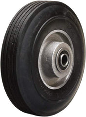 Hamilton - 6 Inch Diameter x 2 Inch Wide, Rubber on Aluminum Caster Wheel - 300 Lb. Capacity, 2-1/4 Inch Hub Length, 1/2 Inch Axle Diameter, Precision Ball Bearing - Exact Tool & Supply