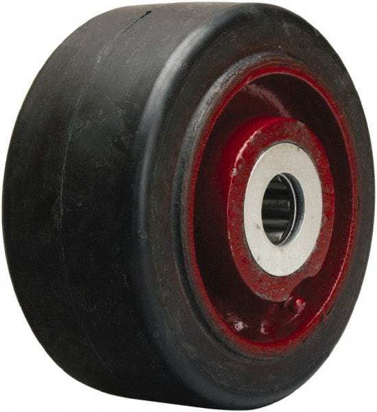 Hamilton - 6 Inch Diameter x 3 Inch Wide, Rubber on Cast Iron Caster Wheel - 680 Lb. Capacity, 3-1/4 Inch Hub Length, 1-15/16 Inch Axle Diameter, Plain Bore Bearing - Exact Tool & Supply