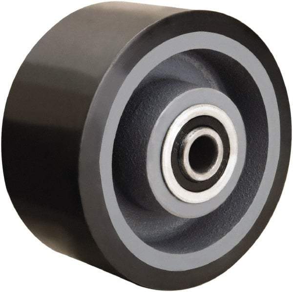 Hamilton - 6 Inch Diameter x 3 Inch Wide, Polyurethane on Cast Iron Caster Wheel - 2,860 Lb. Capacity, 3-1/4 Inch Hub Length, 1-1/4 Inch Axle Diameter, Tapered Roller Bearing - Exact Tool & Supply