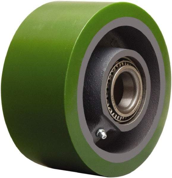 Hamilton - 6 Inch Diameter x 3 Inch Wide, Polyurethane on Cast Iron Caster Wheel - 2,200 Lb. Capacity, 3-1/4 Inch Hub Length, 1 Inch Axle Diameter, Tapered Roller Bearing - Exact Tool & Supply