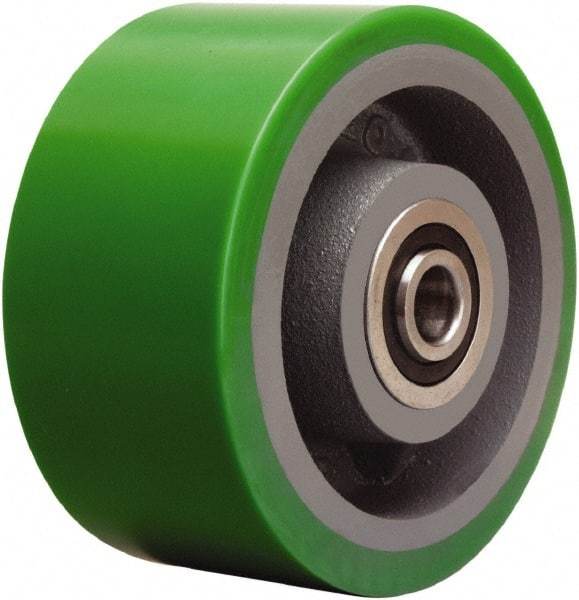 Hamilton - 6 Inch Diameter x 3 Inch Wide, Polyurethane on Cast Iron Caster Wheel - 2,200 Lb. Capacity, 3-1/2 Inch Hub Length, 1 Inch Axle Diameter, Sealed Precision Ball Bearing - Exact Tool & Supply