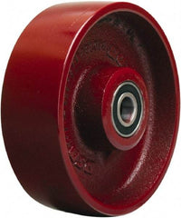 Hamilton - 6 Inch Diameter x 2 Inch Wide, Cast Iron Caster Wheel - 1,400 Lb. Capacity, 2-1/4 Inch Hub Length, 1/2 Inch Axle Diameter, Straight Roller Bearing - Exact Tool & Supply