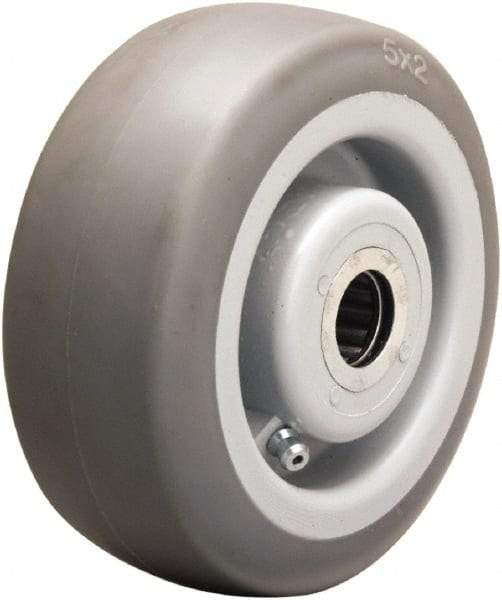 Hamilton - 5 Inch Diameter x 2 Inch Wide, Rubber on Thermoplastic Caster Wheel - 350 Lb. Capacity, 2-3/16 Inch Hub Length, 5/8 Inch Axle Diameter, Straight Roller Bearing - Exact Tool & Supply