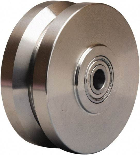 Hamilton - 5 Inch Diameter x 2 Inch Wide, Stainless Steel Caster Wheel - 900 Lb. Capacity, 2-1/4 Inch Hub Length, 3/4 Inch Axle Diameter, Plain Bore Bearing - Exact Tool & Supply