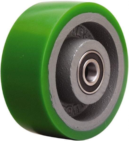 Hamilton - 5 Inch Diameter x 2 Inch Wide, Polyurethane on Cast Iron Caster Wheel - 1,050 Lb. Capacity, 2-1/2 Inch Hub Length, 1/2 Inch Axle Diameter, Sealed Precision Ball Bearing - Exact Tool & Supply