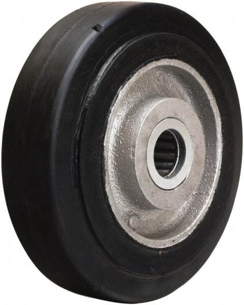 Hamilton - 5 Inch Diameter x 1-1/2 Inch Wide, Rubber on Aluminum Caster Wheel - 240 Lb. Capacity, 1-3/4 Inch Hub Length, 3/4 Inch Axle Diameter, Straight Roller Bearing - Exact Tool & Supply
