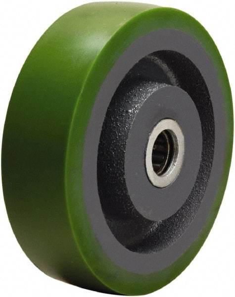 Hamilton - 5 Inch Diameter x 1-1/2 Inch Wide, Polyurethane on Cast Iron Caster Wheel - 700 Lb. Capacity, 1-5/8 Inch Hub Length, 3/4 Inch Axle Diameter, Straight Roller Bearing - Exact Tool & Supply