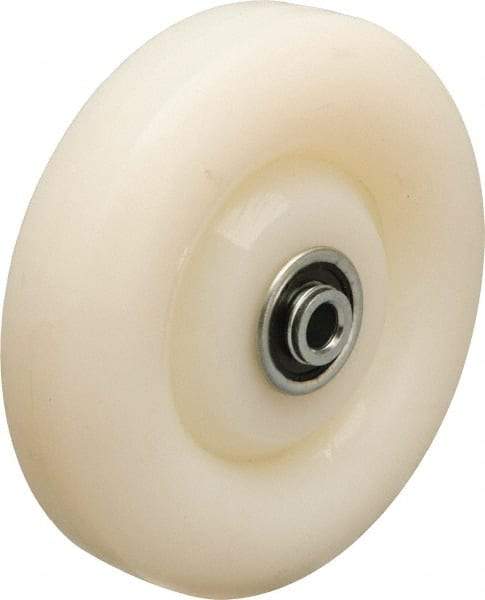 Hamilton - 5 Inch Diameter x 1-1/4 Inch Wide, Nylon Caster Wheel - 500 Lb. Capacity, 1-9/16 Inch Hub Length, 3/8 Inch Axle Diameter, Sealed Precision Ball Bearing - Exact Tool & Supply