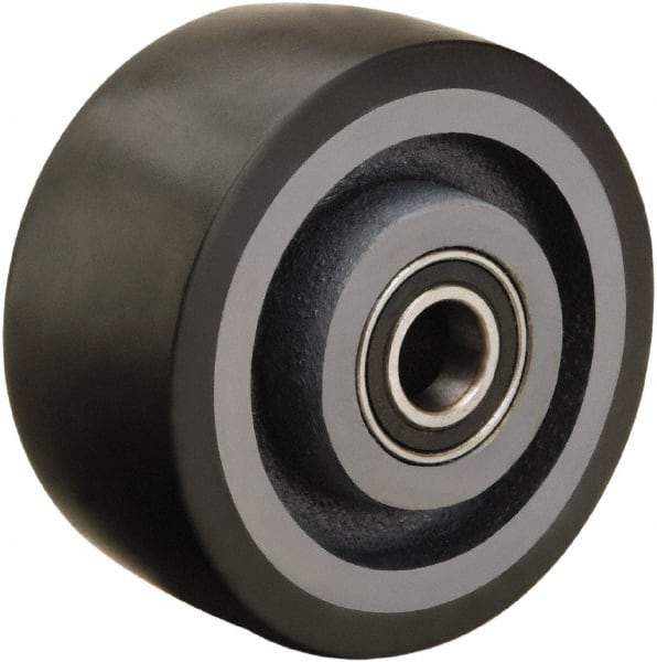 Hamilton - 4 Inch Diameter x 2 Inch Wide, Polyurethane on Cast Iron Caster Wheel - 975 Lb. Capacity, 2-1/4 Inch Hub Length, 1/2 Inch Axle Diameter, Sealed Precision Ball Bearing - Exact Tool & Supply