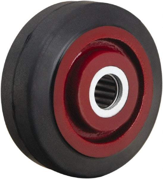 Hamilton - 4 Inch Diameter x 1-1/2 Inch Wide, Rubber on Cast Iron Caster Wheel - 200 Lb. Capacity, 1-5/8 Inch Hub Length, 1-3/16 Inch Axle Diameter, Plain Bore Bearing - Exact Tool & Supply