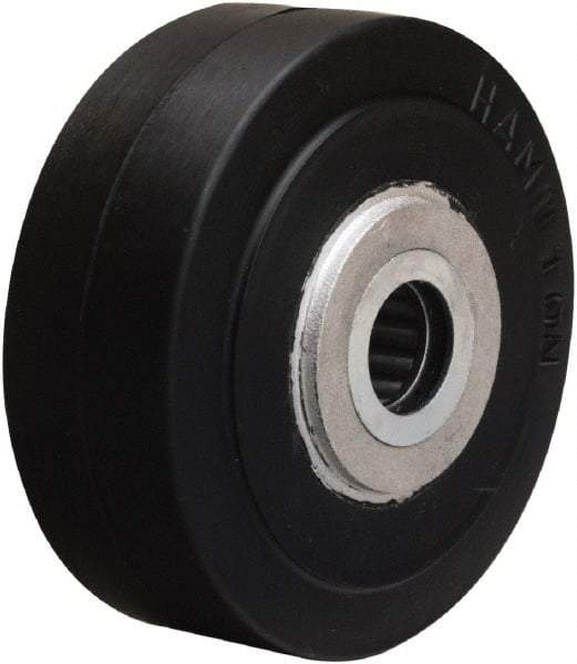 Hamilton - 4 Inch Diameter x 1-1/2 Inch Wide, Rubber on Aluminum Caster Wheel - 200 Lb. Capacity, 1-3/4 Inch Hub Length, 5/8 Inch Axle Diameter, Straight Roller Bearing - Exact Tool & Supply