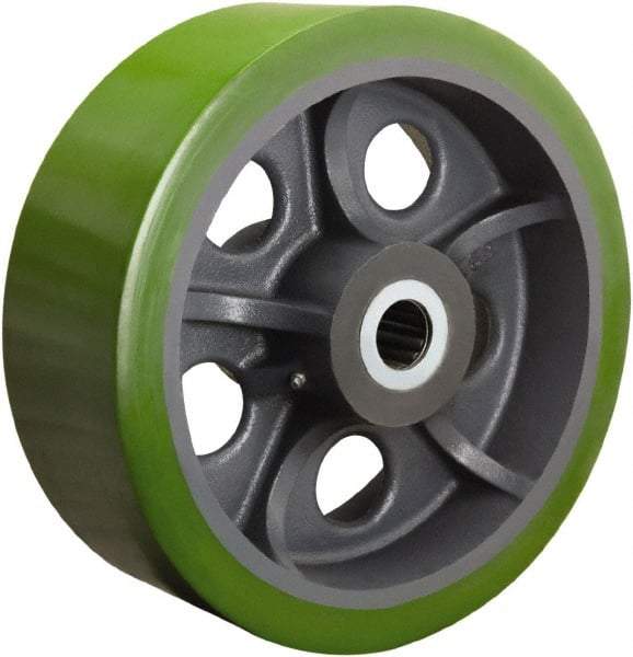Hamilton - 14 Inch Diameter x 5 Inch Wide, Polyurethane on Cast Iron Caster Wheel - 5,500 Lb. Capacity, 5-1/4 Inch Hub Length, 2-7/16 Inch Axle Diameter, Plain Bore Bearing - Exact Tool & Supply