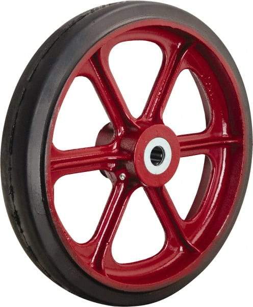 Hamilton - 14 Inch Diameter x 3 Inch Wide, Rubber on Cast Iron Caster Wheel - 1,280 Lb. Capacity, 3-1/4 Inch Hub Length, 1 Inch Axle Diameter, Straight Roller Bearing - Exact Tool & Supply