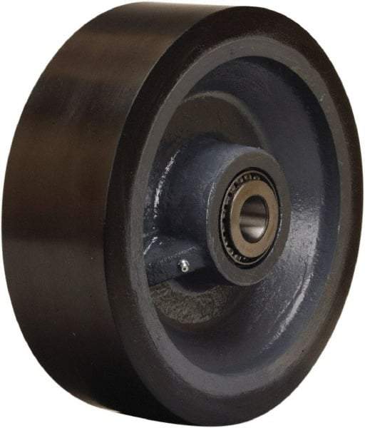 Hamilton - 12 Inch Diameter x 4 Inch Wide, Polyurethane on Forged Steel Caster Wheel - 7,800 Lb. Capacity, 4-1/4 Inch Hub Length, 1-1/2 Inch Axle Diameter, Straight Roller Bearing - Exact Tool & Supply