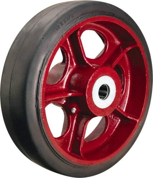 Hamilton - 12 Inch Diameter x 3-1/2 Inch Wide, Rubber on Cast Iron Caster Wheel - 1,370 Lb. Capacity, 4-1/4 Inch Hub Length, 1-1/4 Inch Axle Diameter, Straight Roller Bearing - Exact Tool & Supply