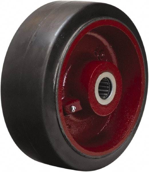 Hamilton - 10 Inch Diameter x 4 Inch Wide, Rubber on Cast Iron Caster Wheel - 1,400 Lb. Capacity, 4-1/4 Inch Hub Length, 1-1/4 Inch Axle Diameter, Tapered Roller Bearing - Exact Tool & Supply