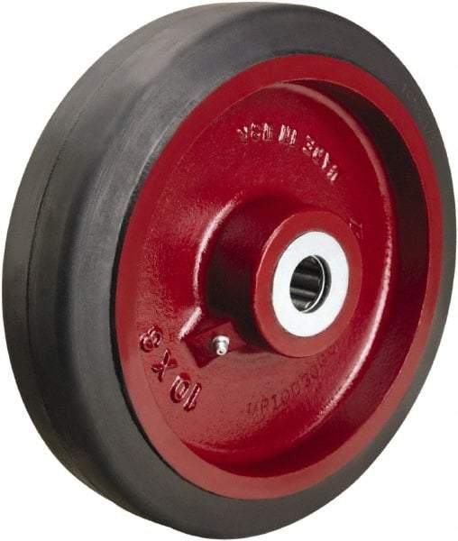 Hamilton - 10 Inch Diameter x 2-1/2 Inch Wide, Rubber on Cast Iron Caster Wheel - 790 Lb. Capacity, 3-1/4 Inch Hub Length, 1-1/4 Inch Axle Diameter, Straight Roller Bearing - Exact Tool & Supply