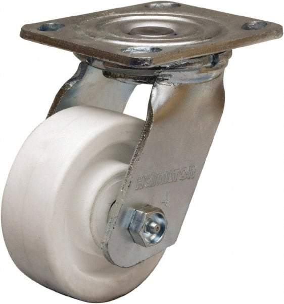 Hamilton - 4" Diam x 1-1/2" Wide x 5-5/8" OAH Top Plate Mount Swivel Caster - Polyolefin, 400 Lb Capacity, Delrin Bearing, 4 x 4-1/2" Plate - Exact Tool & Supply
