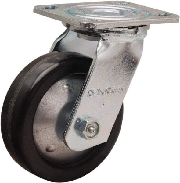 Hamilton - 5" Diam x 1-1/2" Wide x 6-1/2" OAH Top Plate Mount Swivel Caster - Phenolic, 600 Lb Capacity, Straight Roller Bearing, 4 x 4-1/2" Plate - Exact Tool & Supply