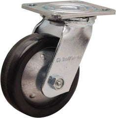 Hamilton - 5" Diam x 1-1/2" Wide x 6-1/2" OAH Top Plate Mount Swivel Caster - Phenolic, 600 Lb Capacity, Straight Roller Bearing, 4 x 4-1/2" Plate - Exact Tool & Supply