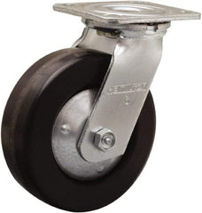 Hamilton - 6" Diam x 2" Wide x 7-1/2" OAH Top Plate Mount Swivel Caster - Phenolic, 900 Lb Capacity, Straight Roller Bearing, 4 x 4-1/2" Plate - Exact Tool & Supply