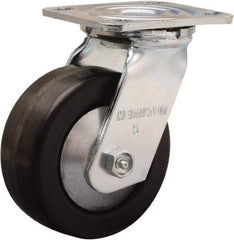Hamilton - 5" Diam x 2" Wide x 6-1/2" OAH Top Plate Mount Swivel Caster - Phenolic, 900 Lb Capacity, Straight Roller Bearing, 4 x 4-1/2" Plate - Exact Tool & Supply