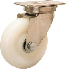 Hamilton - 4" Diam x 1-1/4" Wide x 5-1/8" OAH Top Plate Mount Swivel Caster - Nylon, 325 Lb Capacity, Plain Bore Bearing, 2-3/8 x 3-5/8" Plate - Exact Tool & Supply