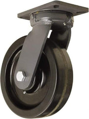Hamilton - 10" Diam x 3" Wide x 12-1/2" OAH Top Plate Mount Swivel Caster - Phenolic, 2,900 Lb Capacity, Tapered Roller Bearing, 5-1/4 x 7-1/4" Plate - Exact Tool & Supply
