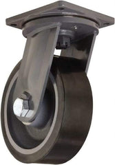 Hamilton - 12" Diam x 4" Wide x 15-1/2" OAH Top Plate Mount Swivel Caster - Polyurethane Mold on Forged Steel, 7,800 Lb Capacity, Tapered Roller Bearing, 8-1/2 x 8-1/2" Plate - Exact Tool & Supply
