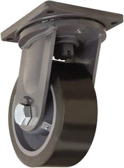 Hamilton - 10" Diam x 4" Wide x 13" OAH Top Plate Mount Swivel Caster - Polyurethane Mold on Forged Steel, 6,500 Lb Capacity, Tapered Roller Bearing, 8-1/2 x 8-1/2" Plate - Exact Tool & Supply