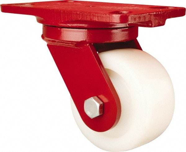 Hamilton - 4" Diam x 2" Wide x 5-5/8" OAH Top Plate Mount Swivel Caster - Nylon, Sealed Precision Ball Bearing, 4-1/2 x 6-1/2" Plate - Exact Tool & Supply