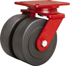 Hamilton - 6" Diam x 2" Wide x 7-3/4" OAH Top Plate Mount Swivel Caster - Nylon, 2,500 Lb Capacity, Sealed Precision Ball Bearing, 4-1/2 x 6-1/2" Plate - Exact Tool & Supply