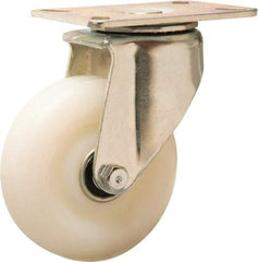 Hamilton - 4" Diam x 1-1/4" Wide x 5-3/8" OAH Top Plate Mount Swivel Caster - Nylon, 350 Lb Capacity, Ball Bearing, 3-1/8 x 4-1/8" Plate - Exact Tool & Supply