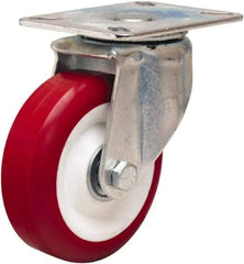 Hamilton - 4" Diam x 1-3/8" Wide x 5-1/16" OAH Top Plate Mount Swivel Caster - Polyurethane Mold on Polypropylene, 400 Lb Capacity, Sealed Precision Ball Bearing, 3-1/8 x 4-1/8" Plate - Exact Tool & Supply