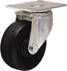 Hamilton - 4" Diam x 1-1/2" Wide x 5-1/16" OAH Top Plate Mount Swivel Caster - Hard Rubber, 300 Lb Capacity, Self-Lubricating Bearing, 3-1/8 x 4-1/8" Plate - Exact Tool & Supply