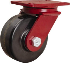 Hamilton - 6" Diam x 2-1/2" Wide x 7-1/2" OAH Top Plate Mount Swivel Caster - Phenolic, 1,800 Lb Capacity, Straight Roller Bearing, 4-1/2 x 6-1/2" Plate - Exact Tool & Supply