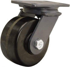 Hamilton - 6" Diam x 3" Wide x 7-3/4" OAH Top Plate Mount Swivel Caster - Phenolic, 2,200 Lb Capacity, Tapered Roller Bearing, 4-1/2 x 6-1/2" Plate - Exact Tool & Supply