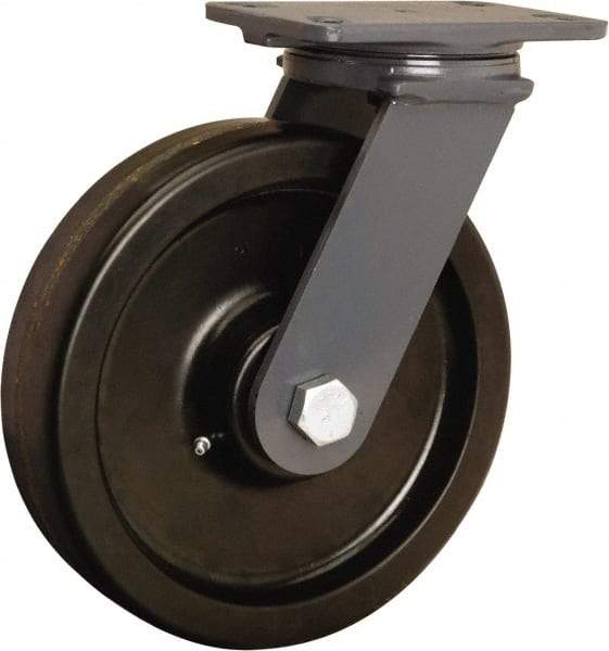 Hamilton - 10" Diam x 2-1/2" Wide x 12-1/16" OAH Top Plate Mount Swivel Caster - Phenolic, 2,400 Lb Capacity, Straight Roller Bearing, 4-1/2 x 6-1/2" Plate - Exact Tool & Supply