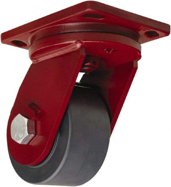 Hamilton - 6" Diam x 3" Wide x 8-1/2" OAH Top Plate Mount Swivel Caster - Nylon, 5,000 Lb Capacity, Sealed Precision Ball Bearing, 6-1/2 x 7-1/2" Plate - Exact Tool & Supply