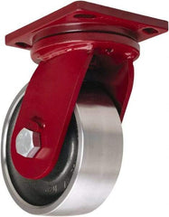 Hamilton - 8" Diam x 4" Wide x 10-1/2" OAH Top Plate Mount Swivel Caster - Forged Steel, 10,000 Lb Capacity, Tapered Roller Bearing, 6-1/2 x 7-1/2" Plate - Exact Tool & Supply