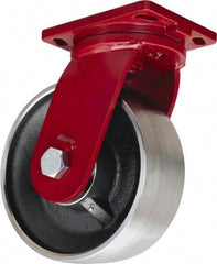 Hamilton - 10" Diam x 4" Wide x 12-1/2" OAH Top Plate Mount Swivel Caster - Forged Steel, 10,000 Lb Capacity, Tapered Roller Bearing, 6-1/2 x 7-1/2" Plate - Exact Tool & Supply