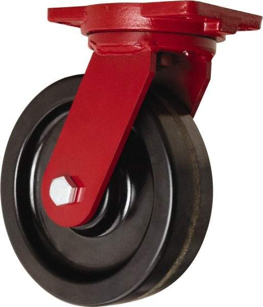 Hamilton - 10" Diam x 3" Wide x 12-1/2" OAH Top Plate Mount Swivel Caster - Phenolic, 2,900 Lb Capacity, Tapered Roller Bearing, 6-1/8 x 7-1/2" Plate - Exact Tool & Supply